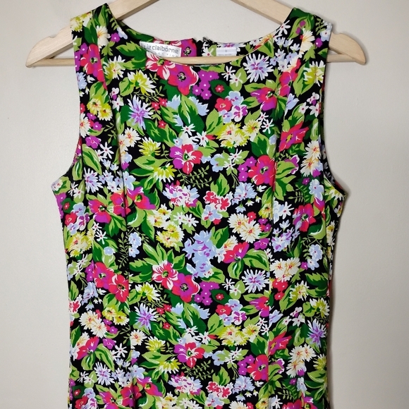 Vintage Liz Claiborne Floral Rayon Dress 8 | Cottagecore Modest Preppy Midi - Picture 3 of 7